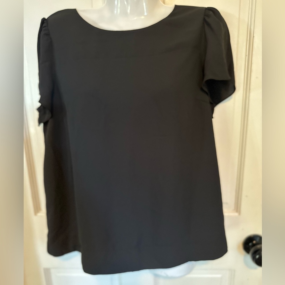 J. By J.Crew Black blouse‎ sheer flutter sleeve size 6 lined